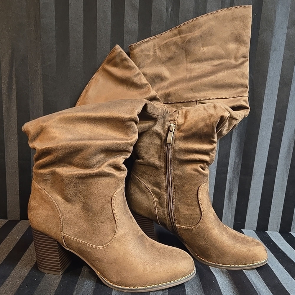 Journee Collection Women US 7 Or 10 Kaison Thigh High Boots Faux Suede Chocolate - Picture 7 of 16